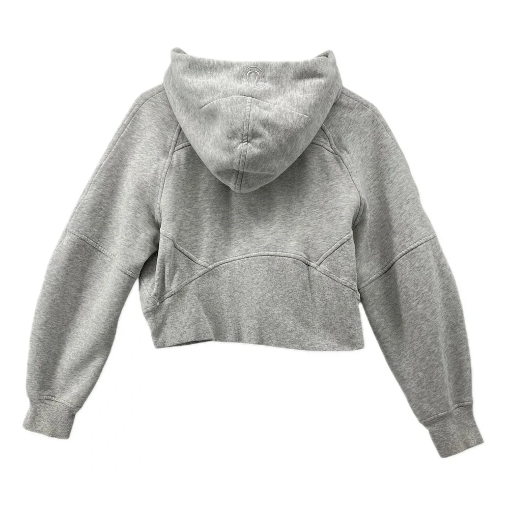 Lululemon Scuba Oversized Half Zip Hoodie Light Grey Cropped Thumbholes Sz XS/S - Picture 4 of 9